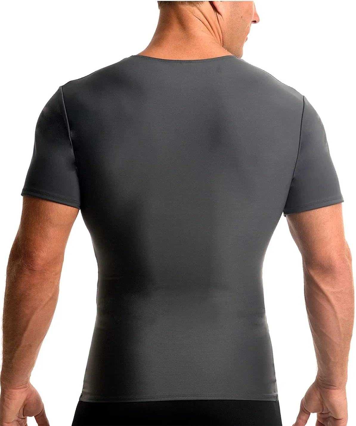 Insta Slim - Made in USA - Mens Slimming Compression Body Shaper V-Neck for Back Support, Gynecomastia & Hernias