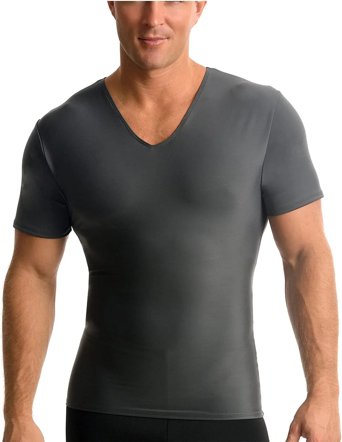 Insta Slim - Made in USA - Mens Slimming Compression Body Shaper V-Neck for Back Support, Gynecomastia & Hernias