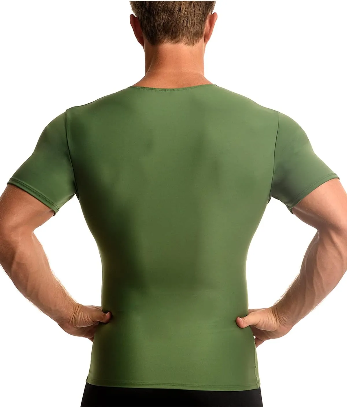 Insta Slim - Made in USA - Mens Slimming Compression Body Shaper V-Neck for Back Support, Gynecomastia & Hernias