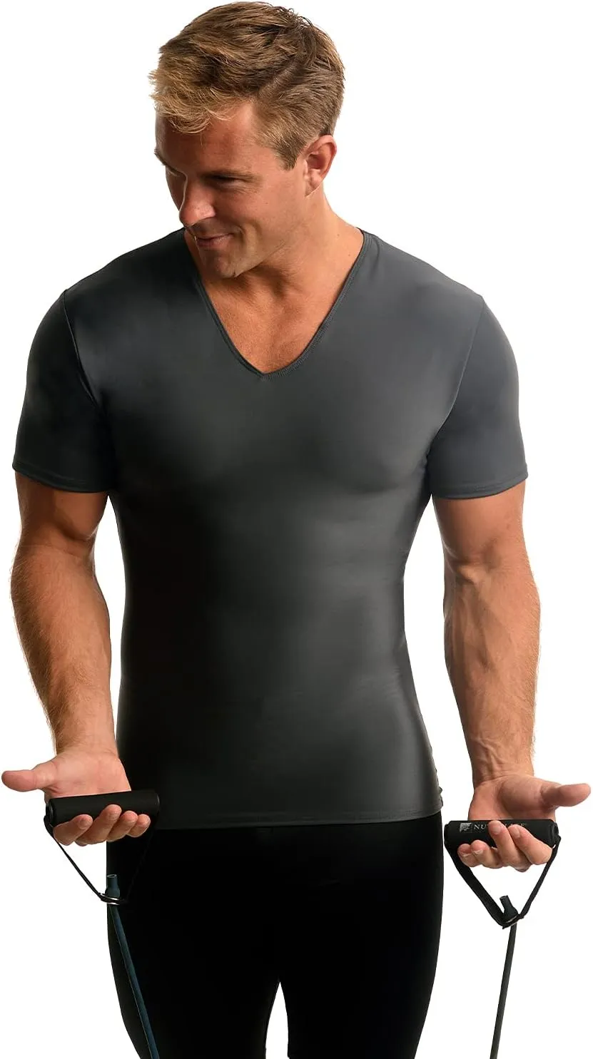 Insta Slim - Made in USA - Mens Slimming Compression Body Shaper V-Neck for Back Support, Gynecomastia & Hernias