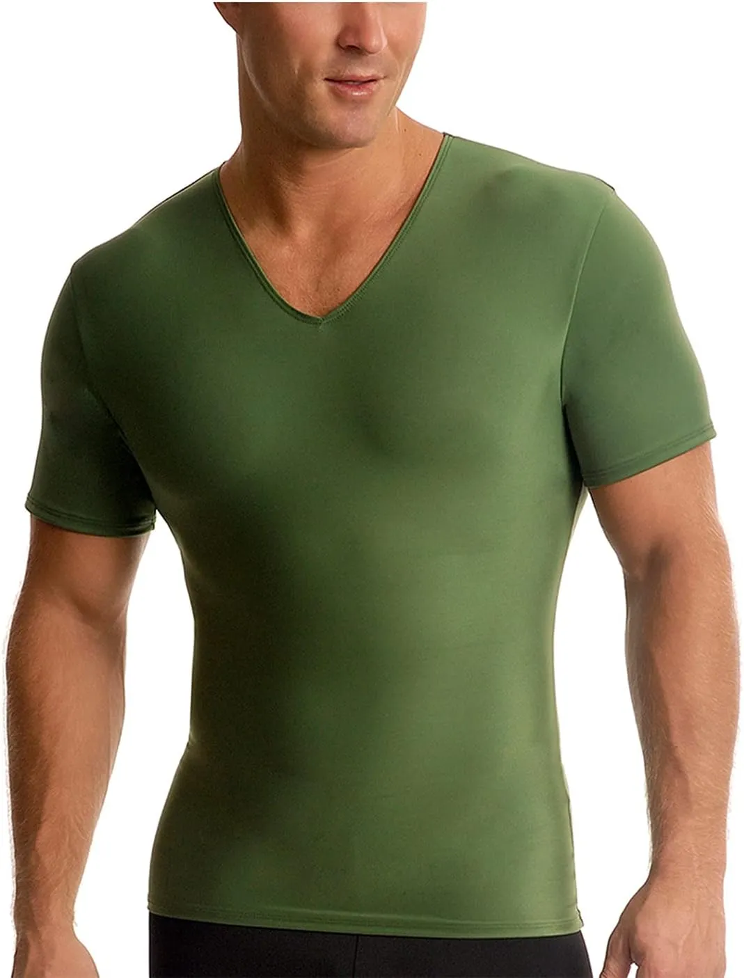 Insta Slim - Made in USA - Mens Slimming Compression Body Shaper V-Neck for Back Support, Gynecomastia & Hernias