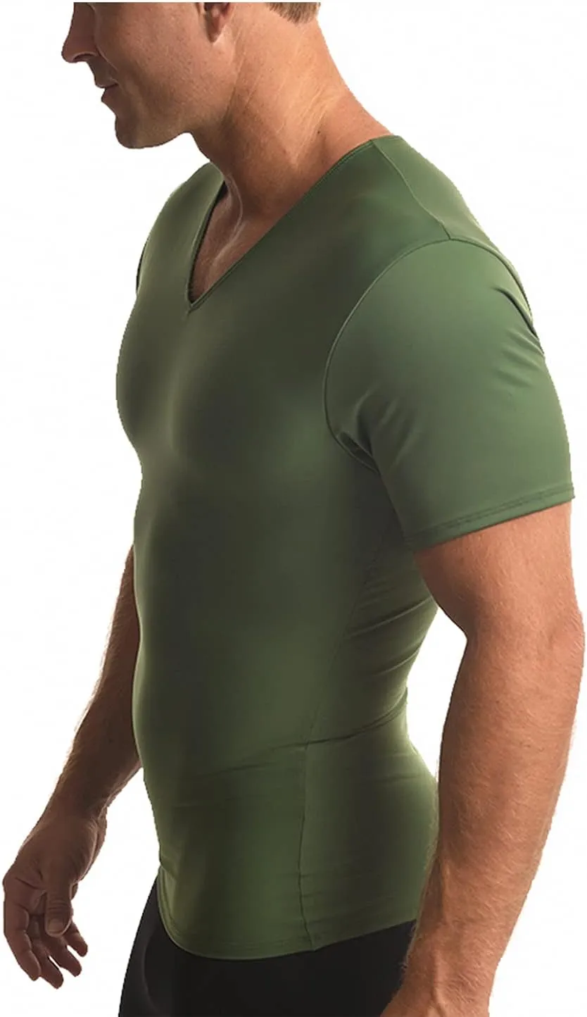 Insta Slim - Made in USA - Mens Slimming Compression Body Shaper V-Neck for Back Support, Gynecomastia & Hernias