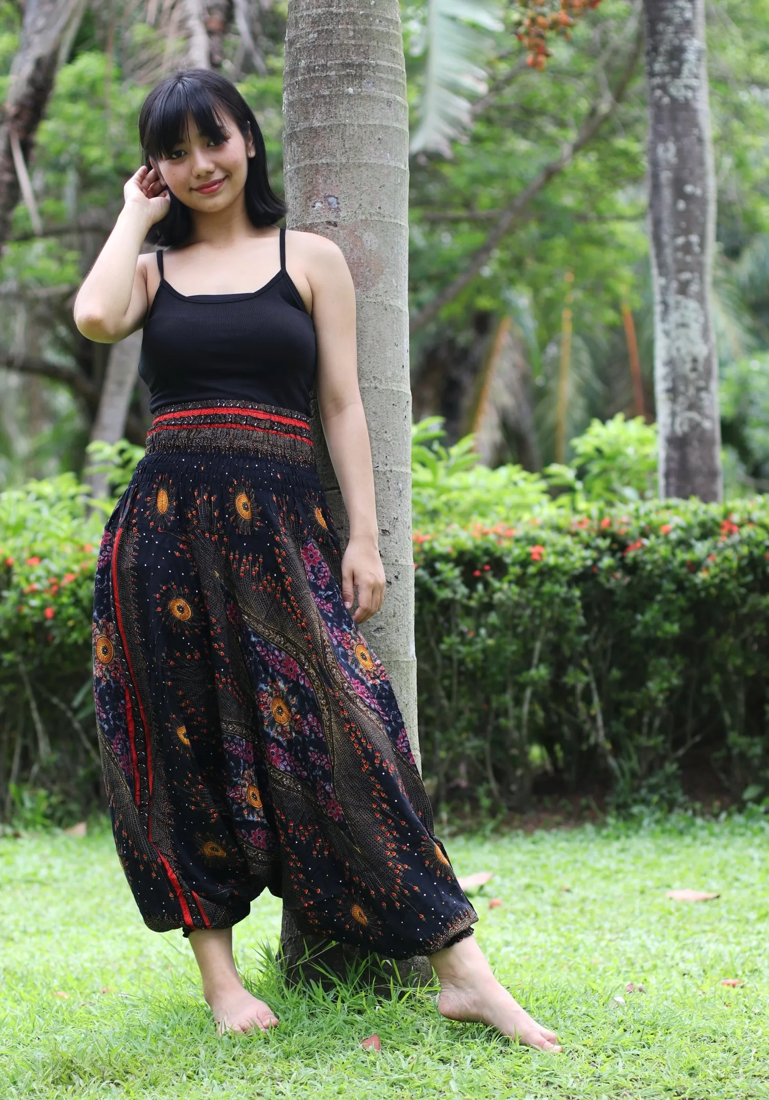 Jumpsuits Rompers Harem Pants Rayon Yoga Pants Peacock floral