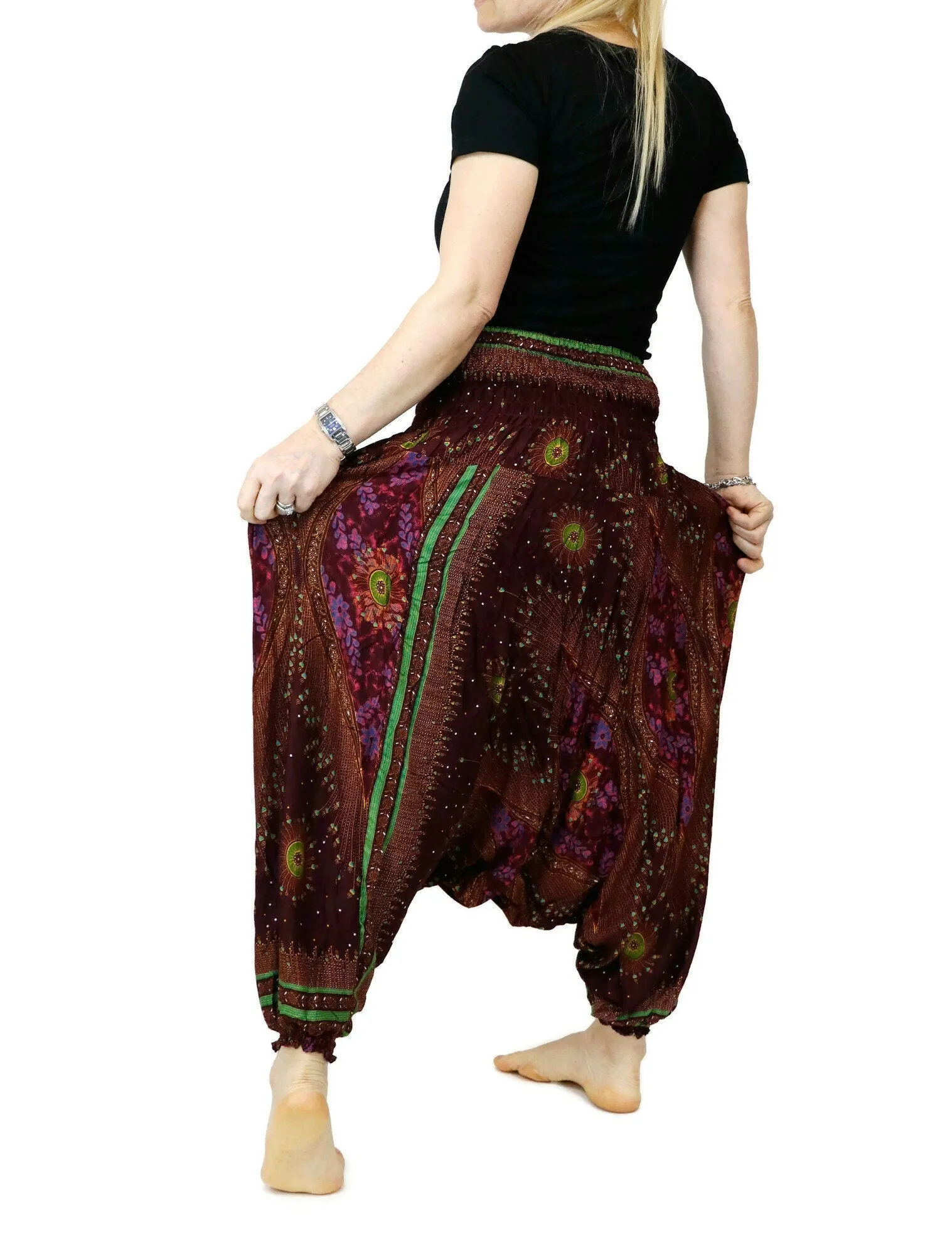 Jumpsuits Rompers Harem Pants Rayon Yoga Pants Peacock floral