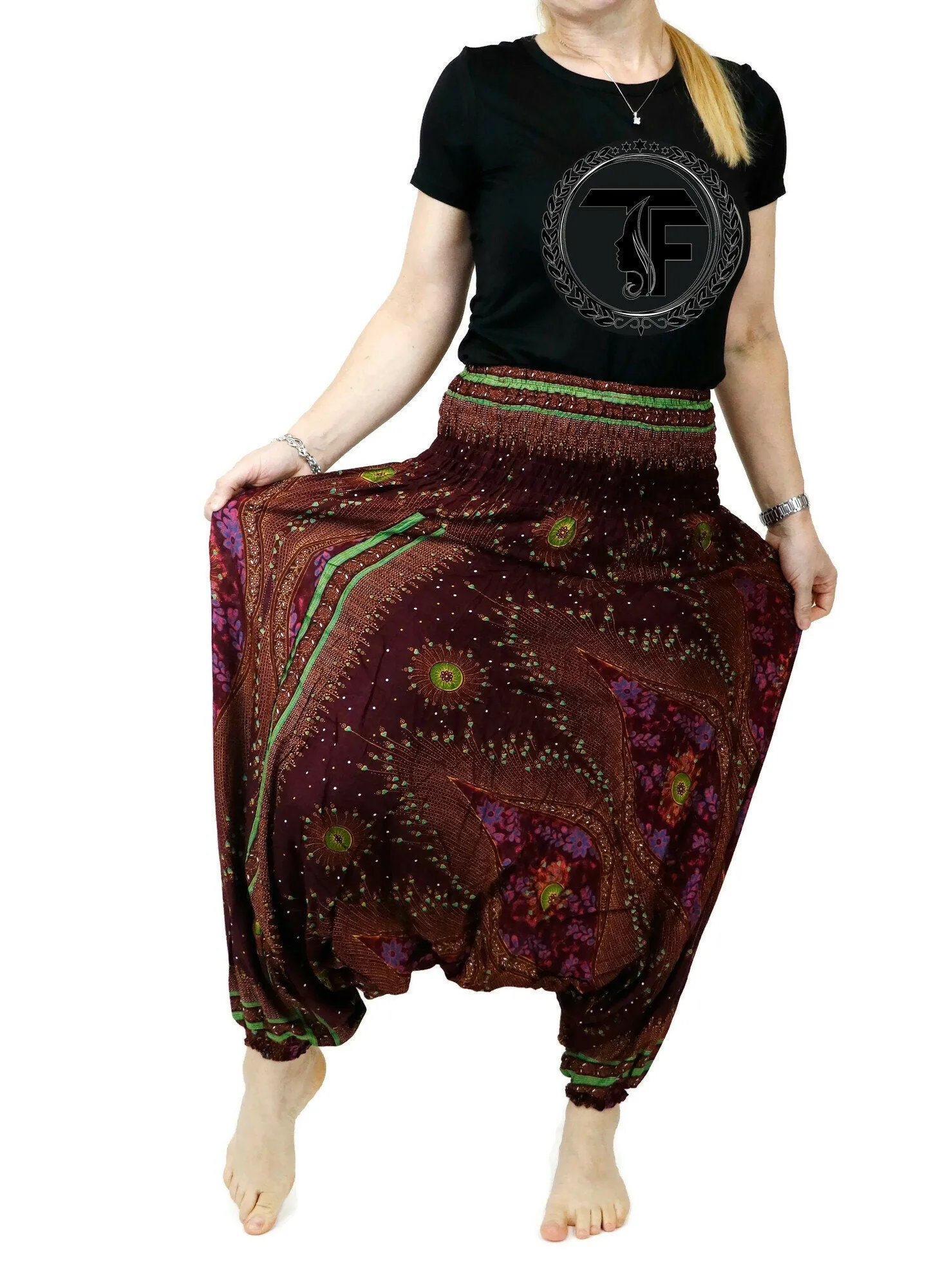Jumpsuits Rompers Harem Pants Rayon Yoga Pants Peacock floral