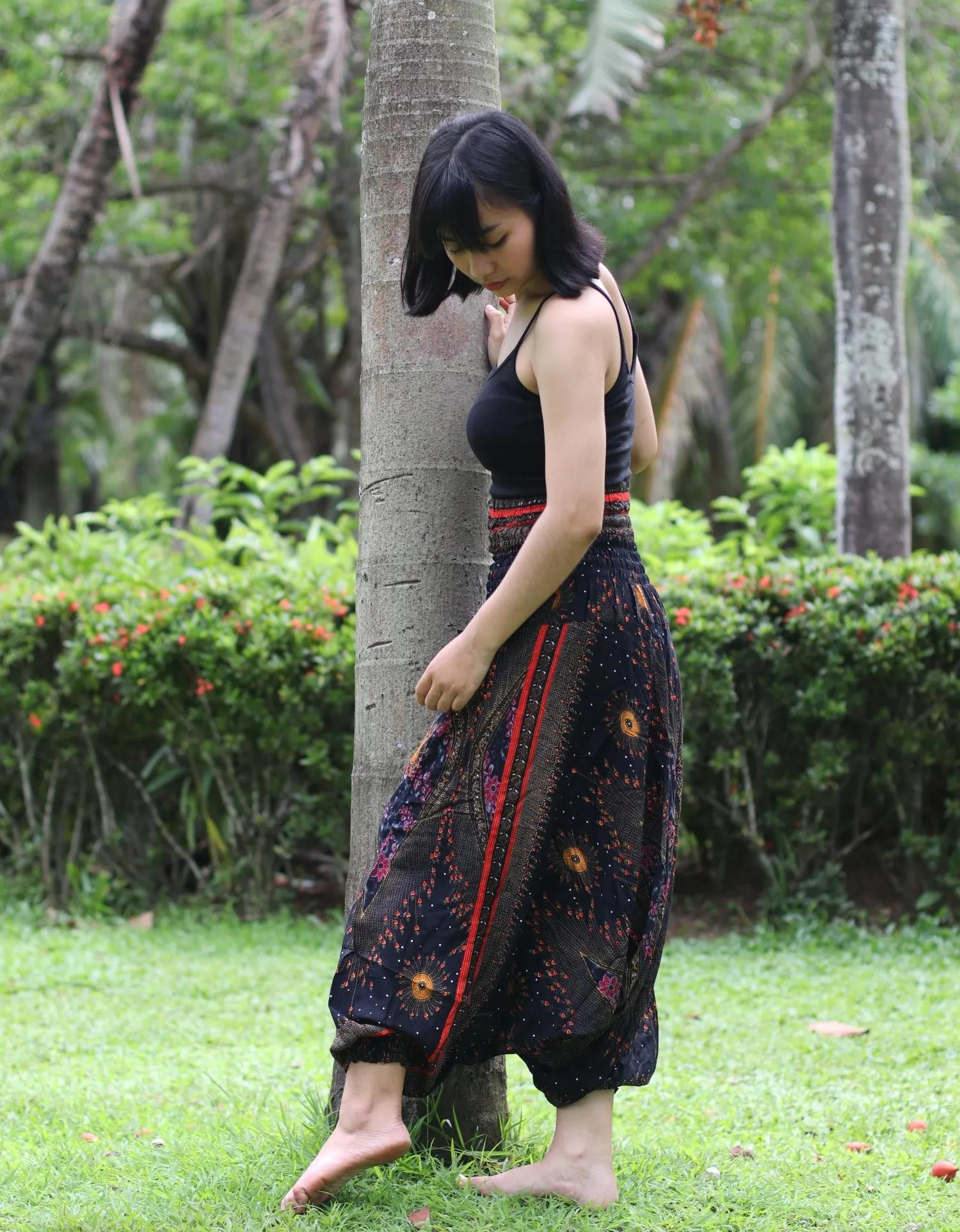 Jumpsuits Rompers Harem Pants Rayon Yoga Pants Peacock floral