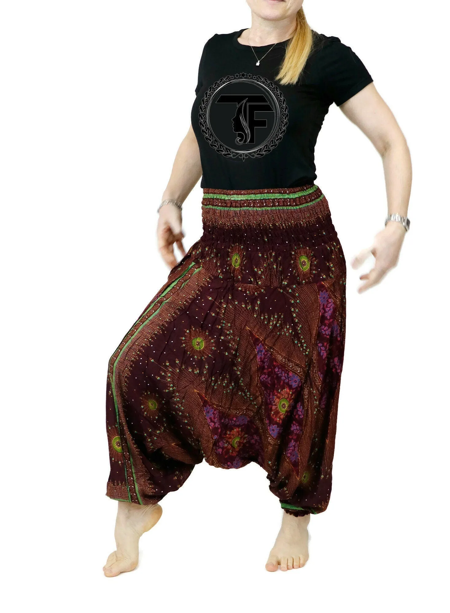 Jumpsuits Rompers Harem Pants Rayon Yoga Pants Peacock floral