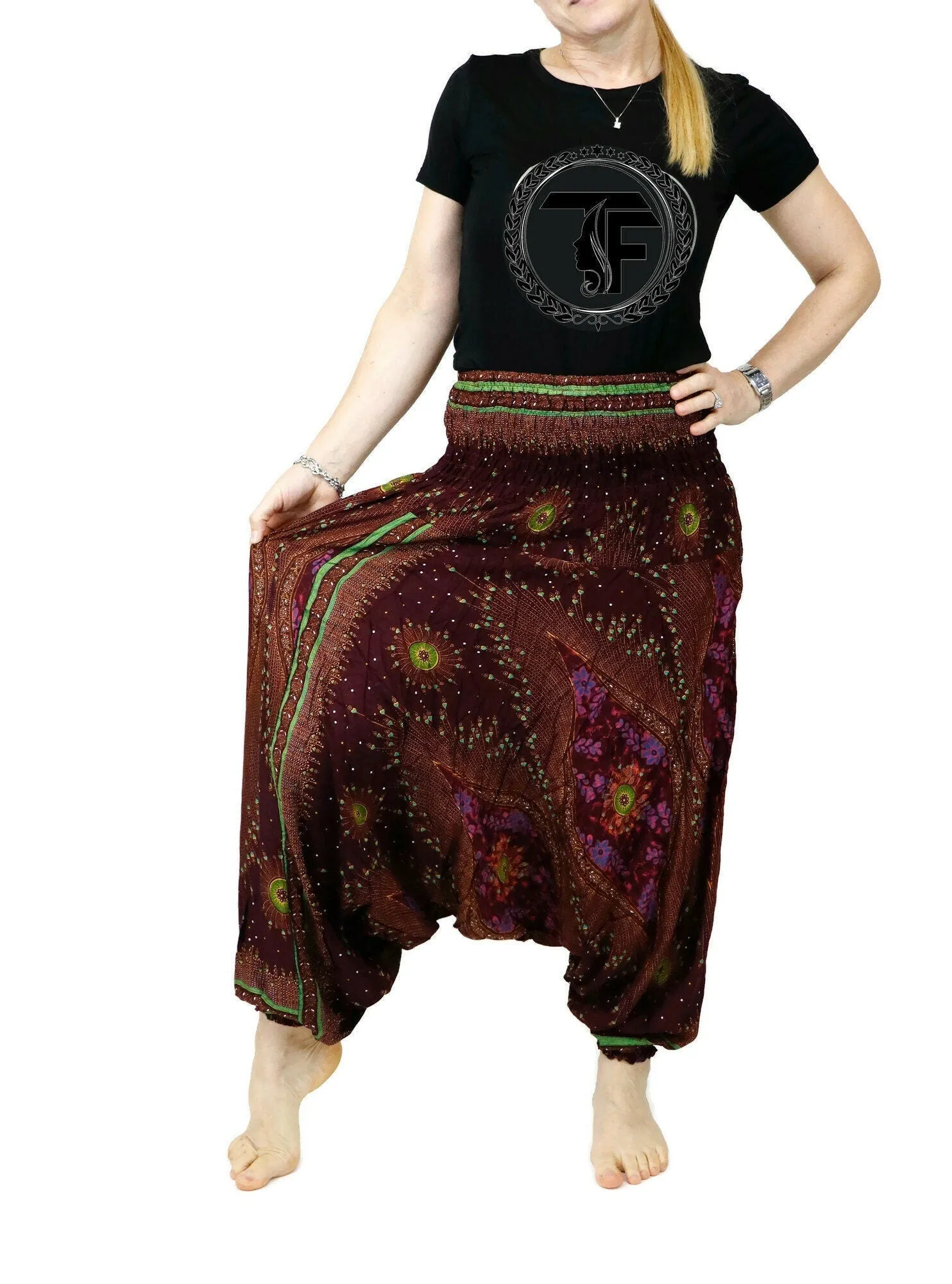 Jumpsuits Rompers Harem Pants Rayon Yoga Pants Peacock floral