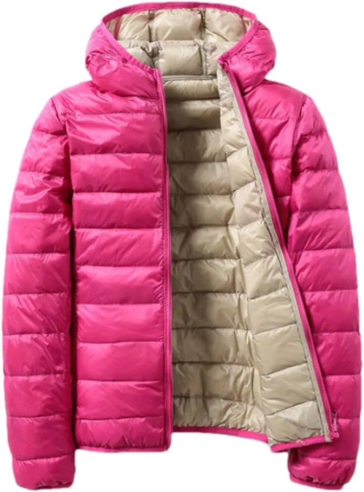 Light Down Jackets Women Both Sides Wear Duck Down Coats Portable Puffer Jacket
