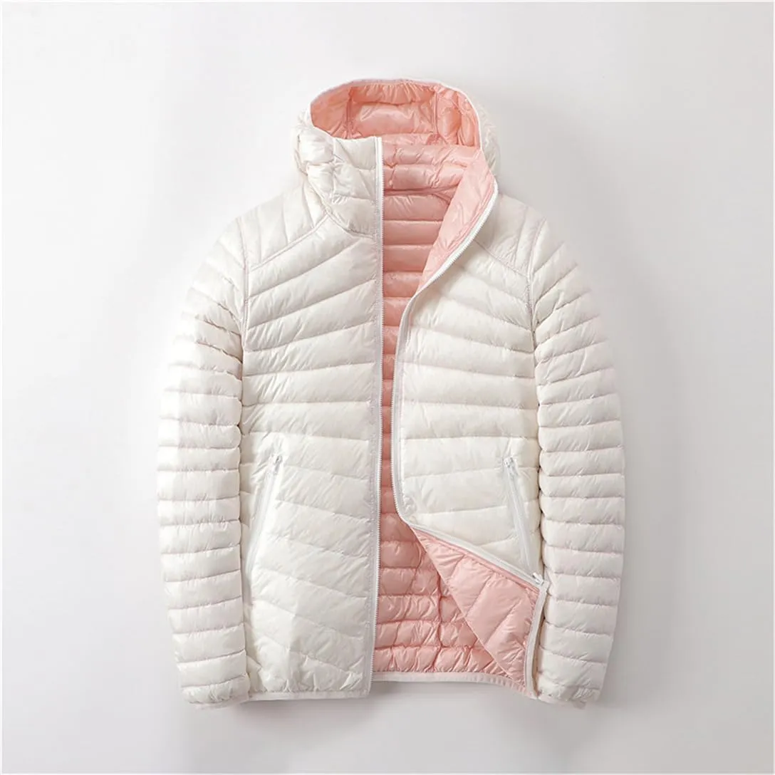 Light Down Jackets Women Both Sides Wear Duck Down Coats Portable Puffer Jacket