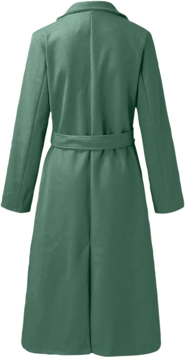 Light Jacket Wool Coats Blouse Thin Coat Trench Long Jacket Ladies Slim Long Belt Elegant Overcoat Women's Car