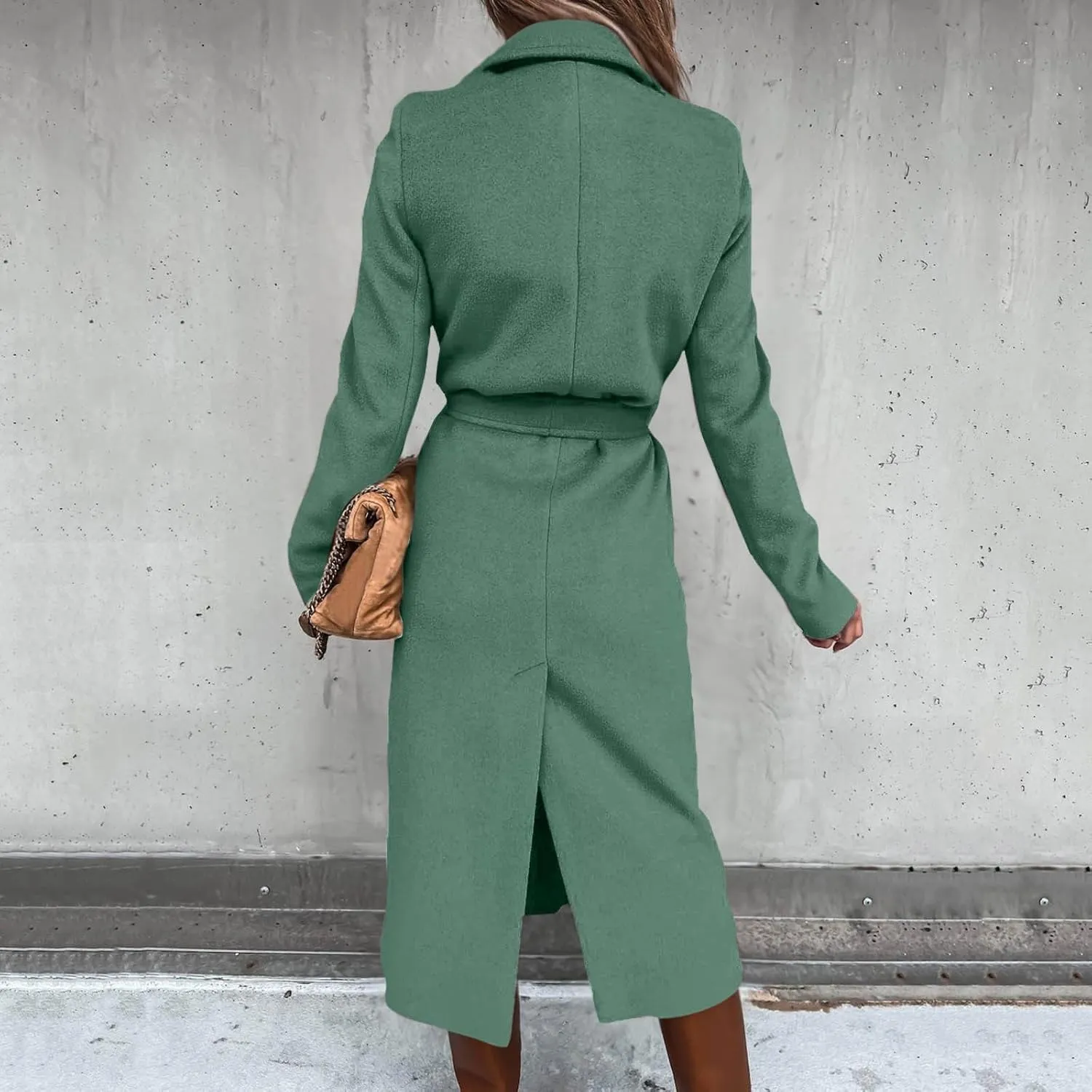 Light Jacket Wool Coats Blouse Thin Coat Trench Long Jacket Ladies Slim Long Belt Elegant Overcoat Women's Car