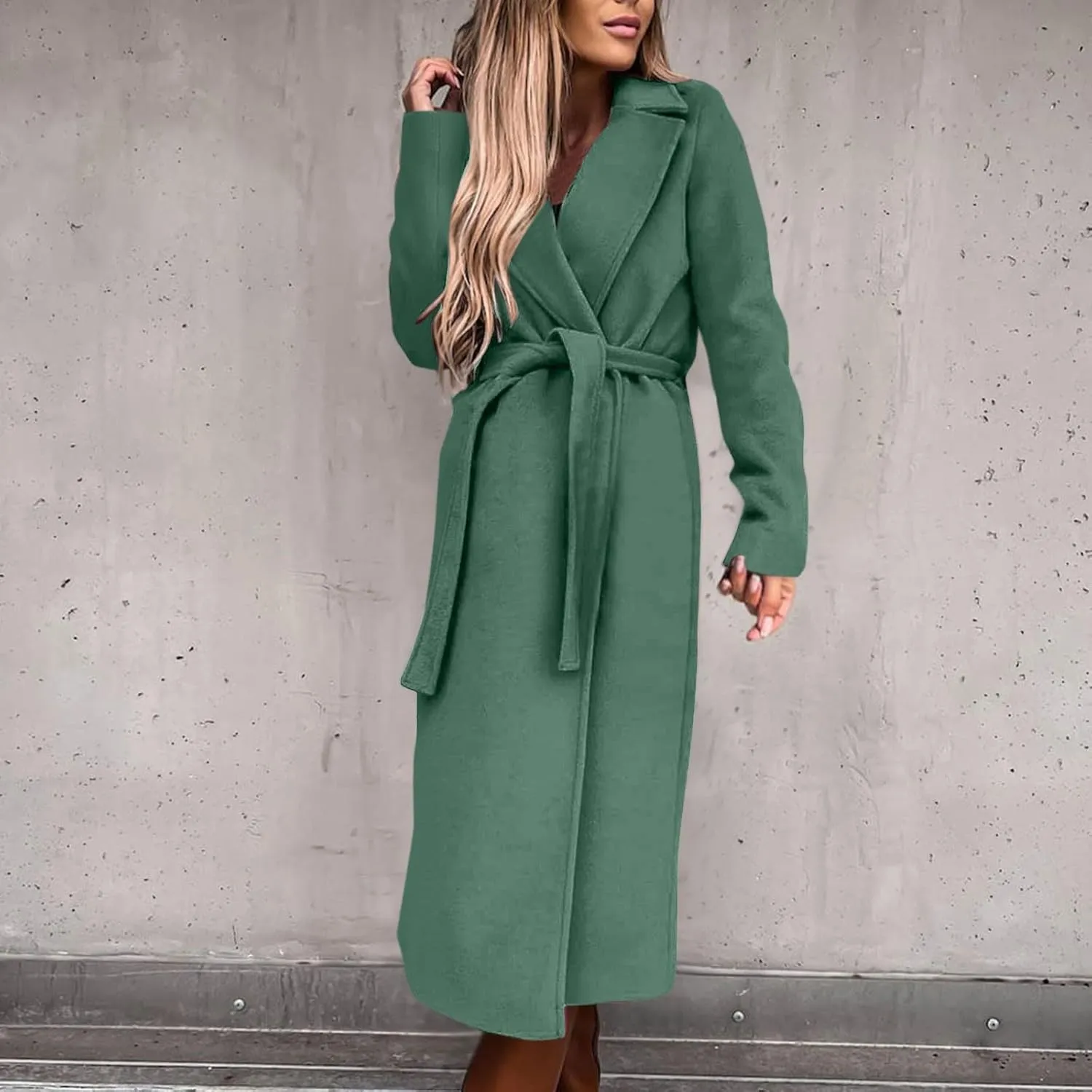 Light Jacket Wool Coats Blouse Thin Coat Trench Long Jacket Ladies Slim Long Belt Elegant Overcoat Women's Car