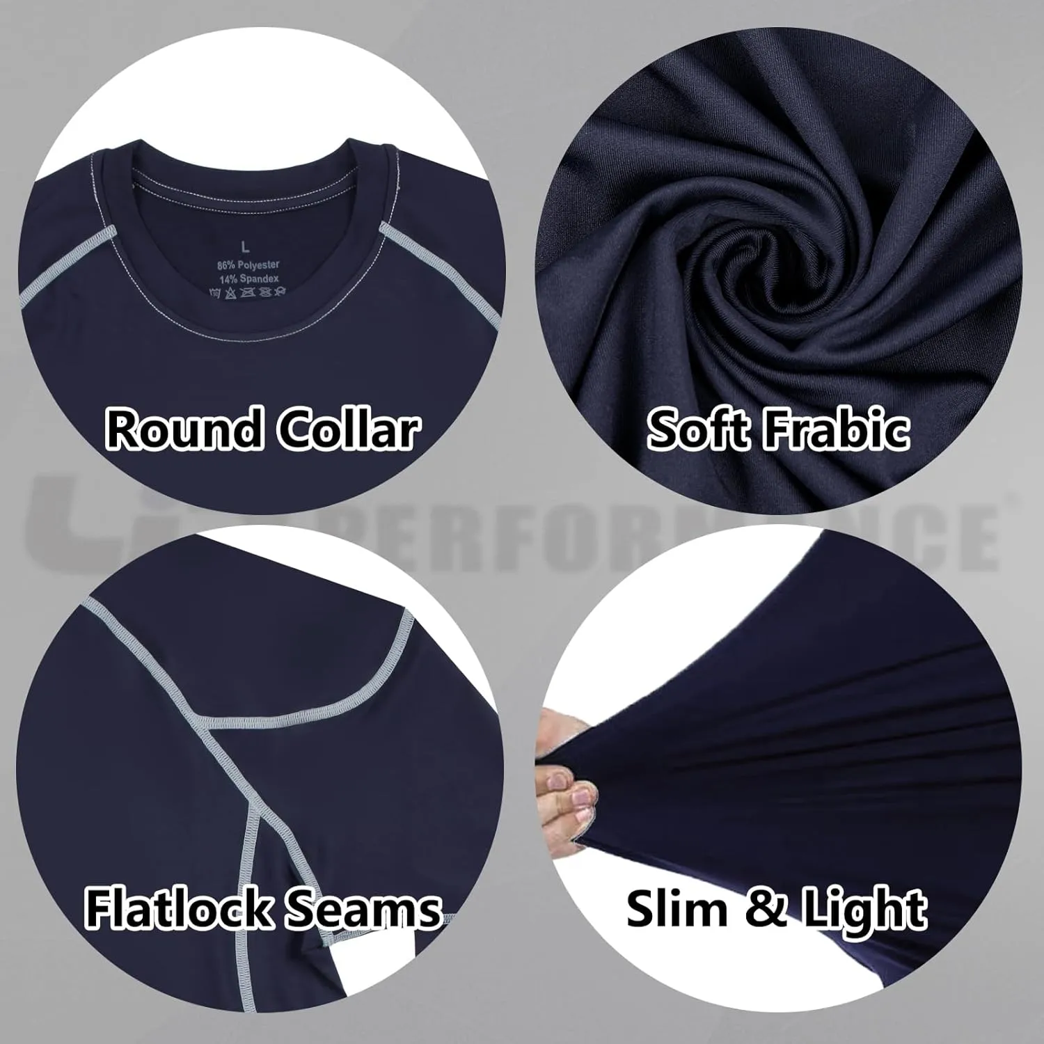 LIN PERFORMANCE Men's Long Sleeve Compression Shirts Athletic Workout Shirt Undershirt Base Layer Top Quick Dry