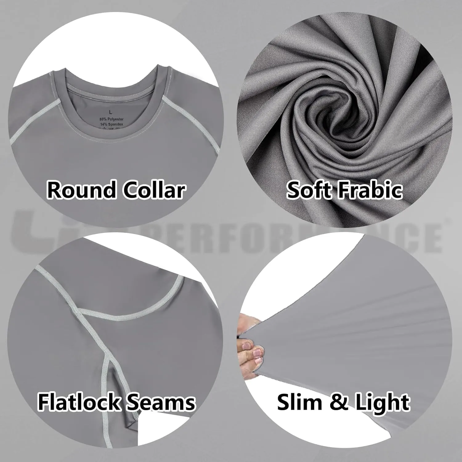 LIN PERFORMANCE Men's Long Sleeve Compression Shirts Athletic Workout Shirt Undershirt Base Layer Top Quick Dry