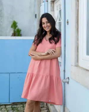 Linen Layer Dress Papaya Orange