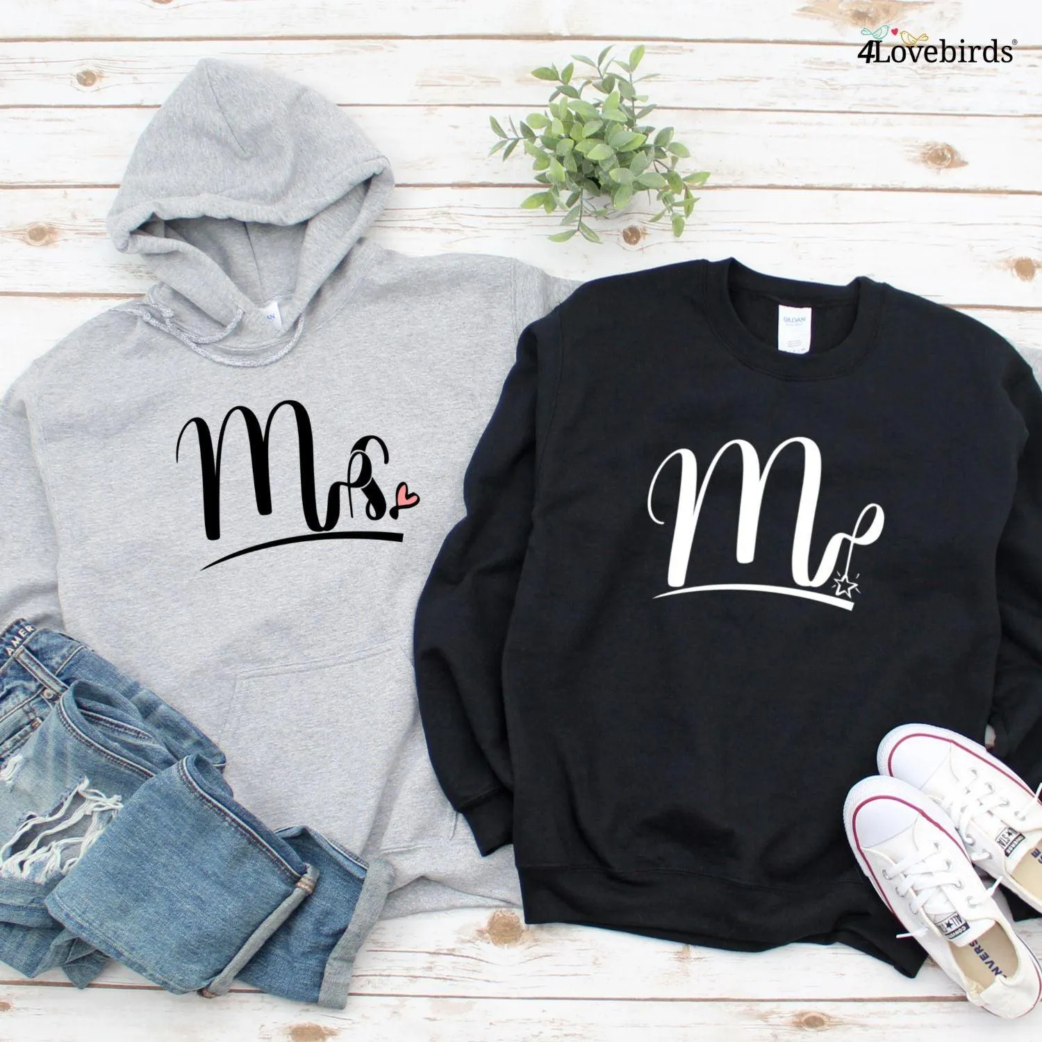 Matching Outfits for Couples: Mr & Mrs Hoodie Set, Honeymoon Sweatshirt, Wife Shirt & More!