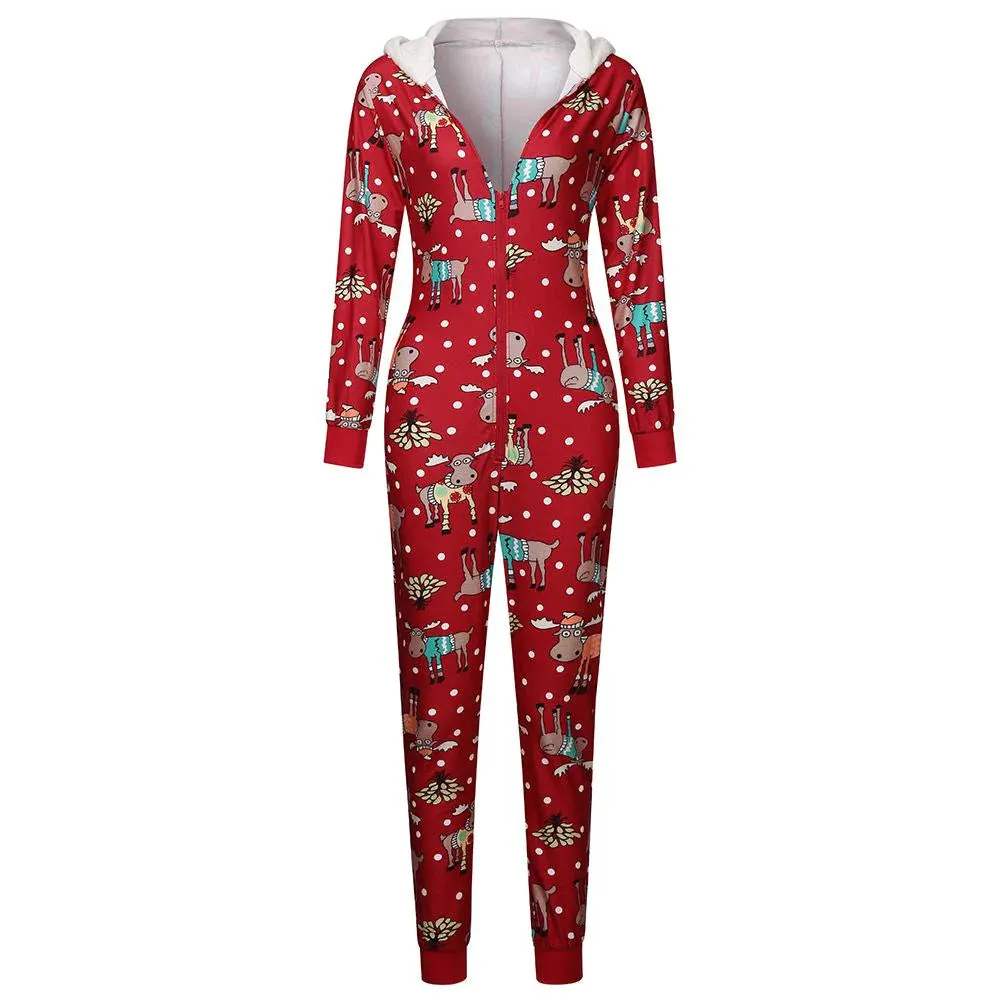 MB FASHION Holiday Hooded Onesie with Funny Print and Zipper Closure 7926
