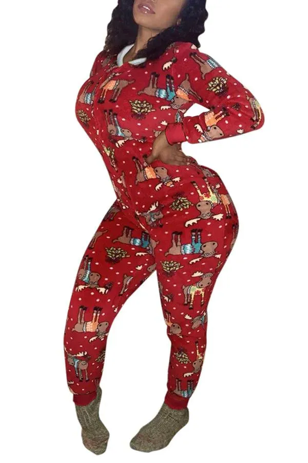 MB FASHION Holiday Hooded Onesie with Funny Print and Zipper Closure 7926