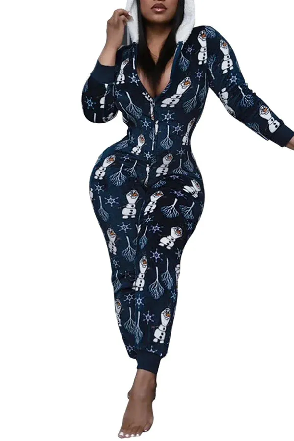MB FASHION Holiday Hooded Onesie with Funny Print and Zipper Closure 7926