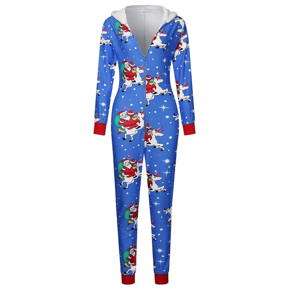 MB FASHION Holiday Hooded Onesie with Funny Print and Zipper Closure 7926