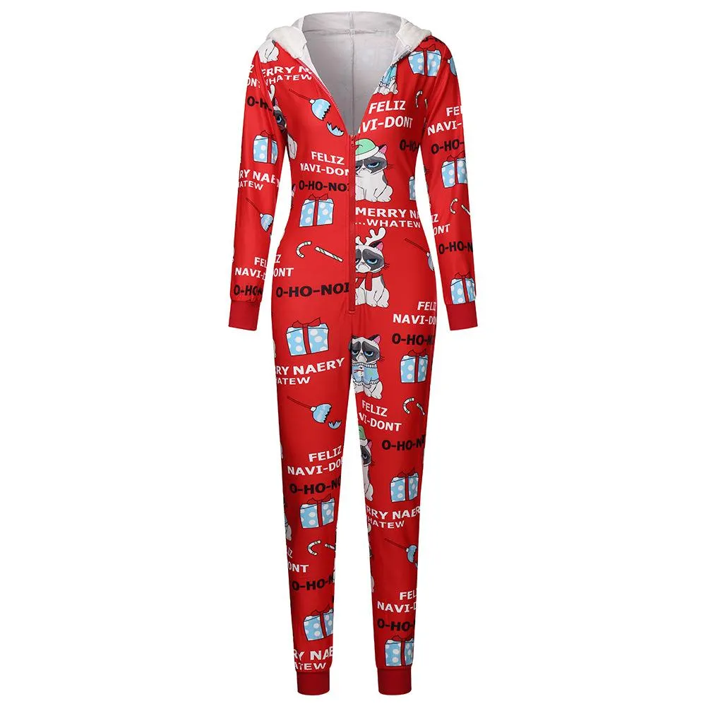 MB FASHION Holiday Hooded Onesie with Funny Print and Zipper Closure 7926
