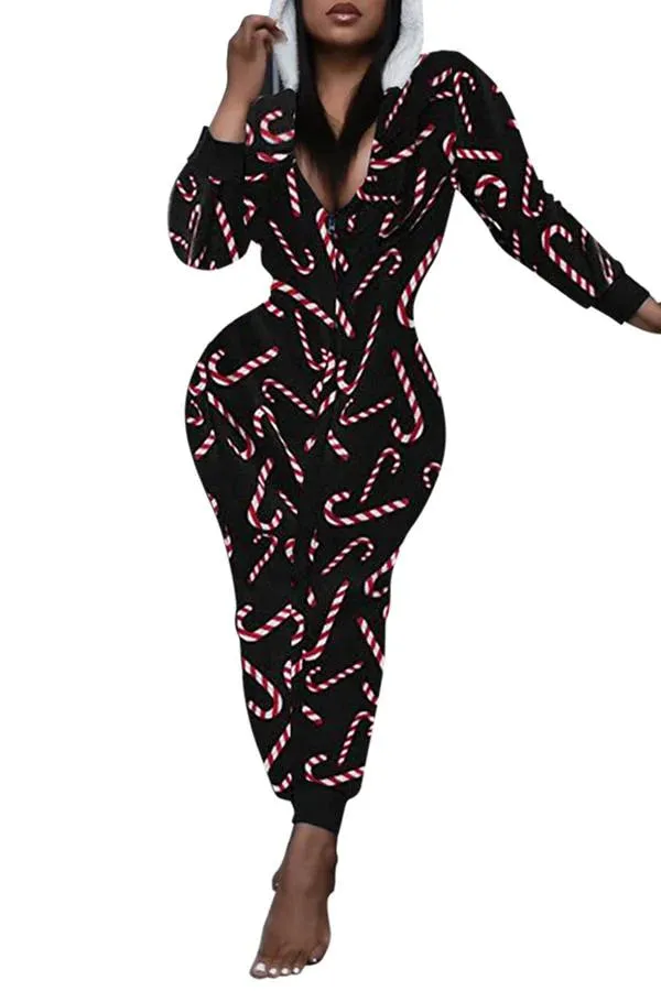 MB FASHION Holiday Hooded Onesie with Funny Print and Zipper Closure 7926