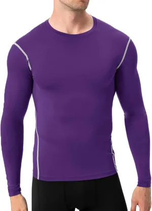 Men's Athletic Compression Shirts Long Sleeve Qucik Dry Sports Crewneck Workout Running Tops Baselayer Gym Undershirt