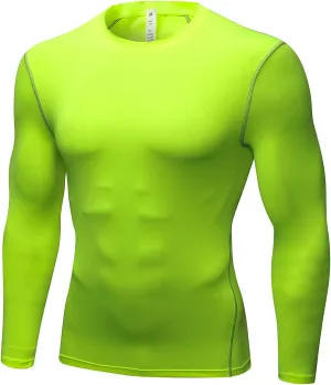 Men's Athletic Compression Shirts Long Sleeve Qucik Dry Sports Crewneck Workout Running Tops Baselayer Gym Undershirt