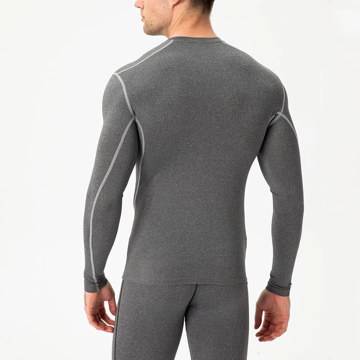 Men's Athletic Compression Shirts Long Sleeve Qucik Dry Sports Crewneck Workout Running Tops Baselayer Gym Undershirt