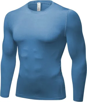 Men's Athletic Compression Shirts Long Sleeve Qucik Dry Sports Crewneck Workout Running Tops Baselayer Gym Undershirt