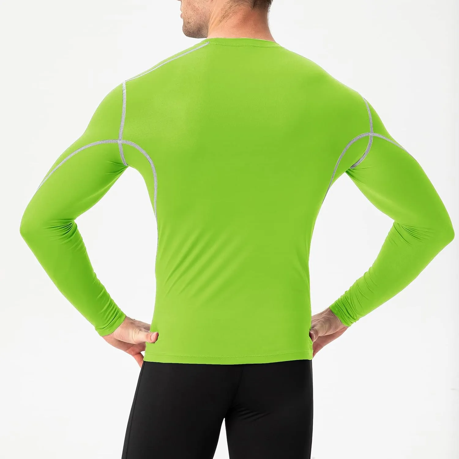 Men's Athletic Compression Shirts Long Sleeve Qucik Dry Sports Crewneck Workout Running Tops Baselayer Gym Undershirt