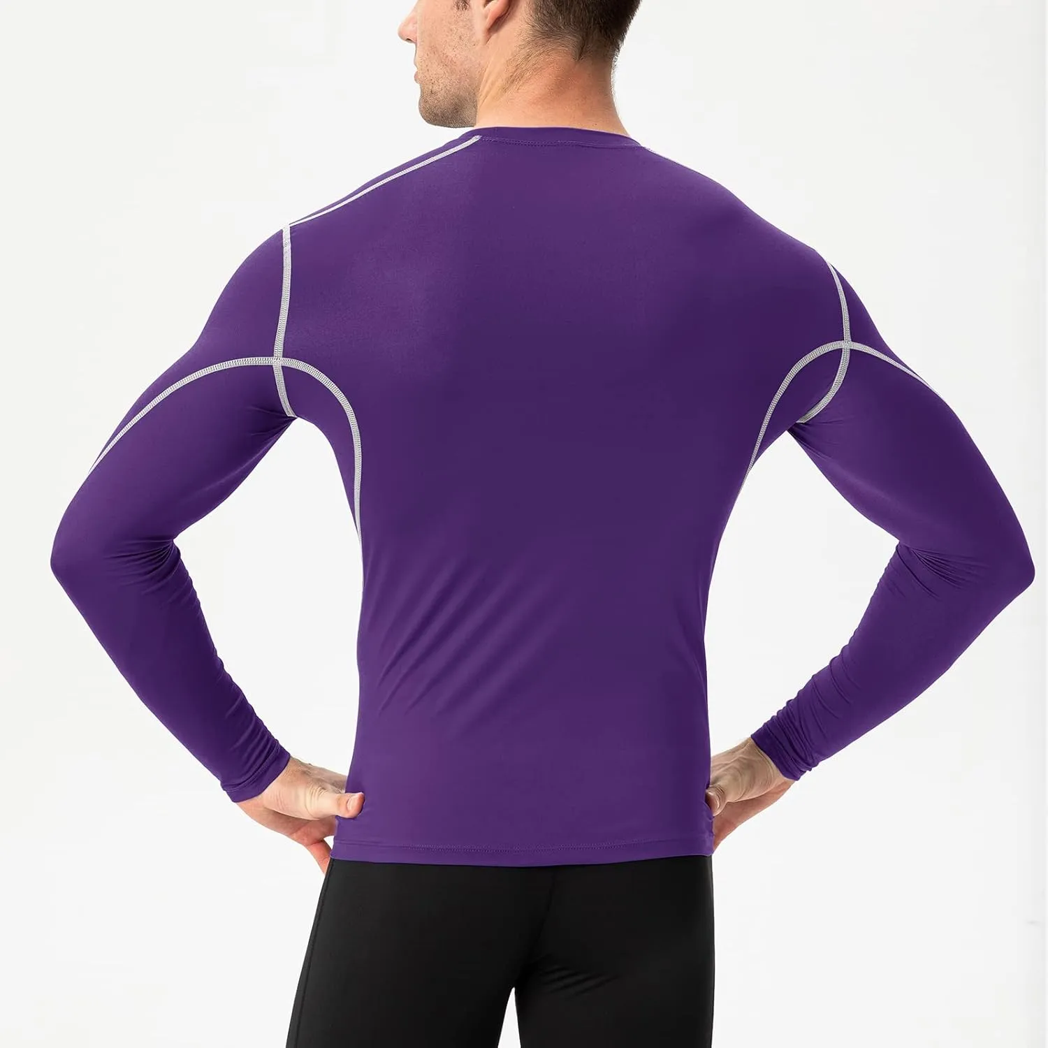 Men's Athletic Compression Shirts Long Sleeve Qucik Dry Sports Crewneck Workout Running Tops Baselayer Gym Undershirt