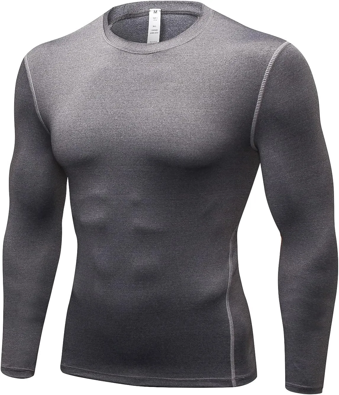 Men's Athletic Compression Shirts Long Sleeve Qucik Dry Sports Crewneck Workout Running Tops Baselayer Gym Undershirt
