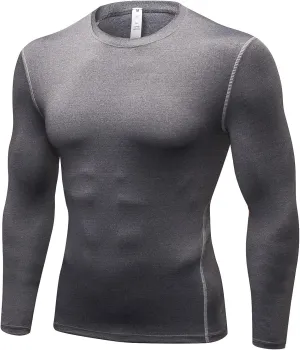 Men's Athletic Compression Shirts Long Sleeve Qucik Dry Sports Crewneck Workout Running Tops Baselayer Gym Undershirt
