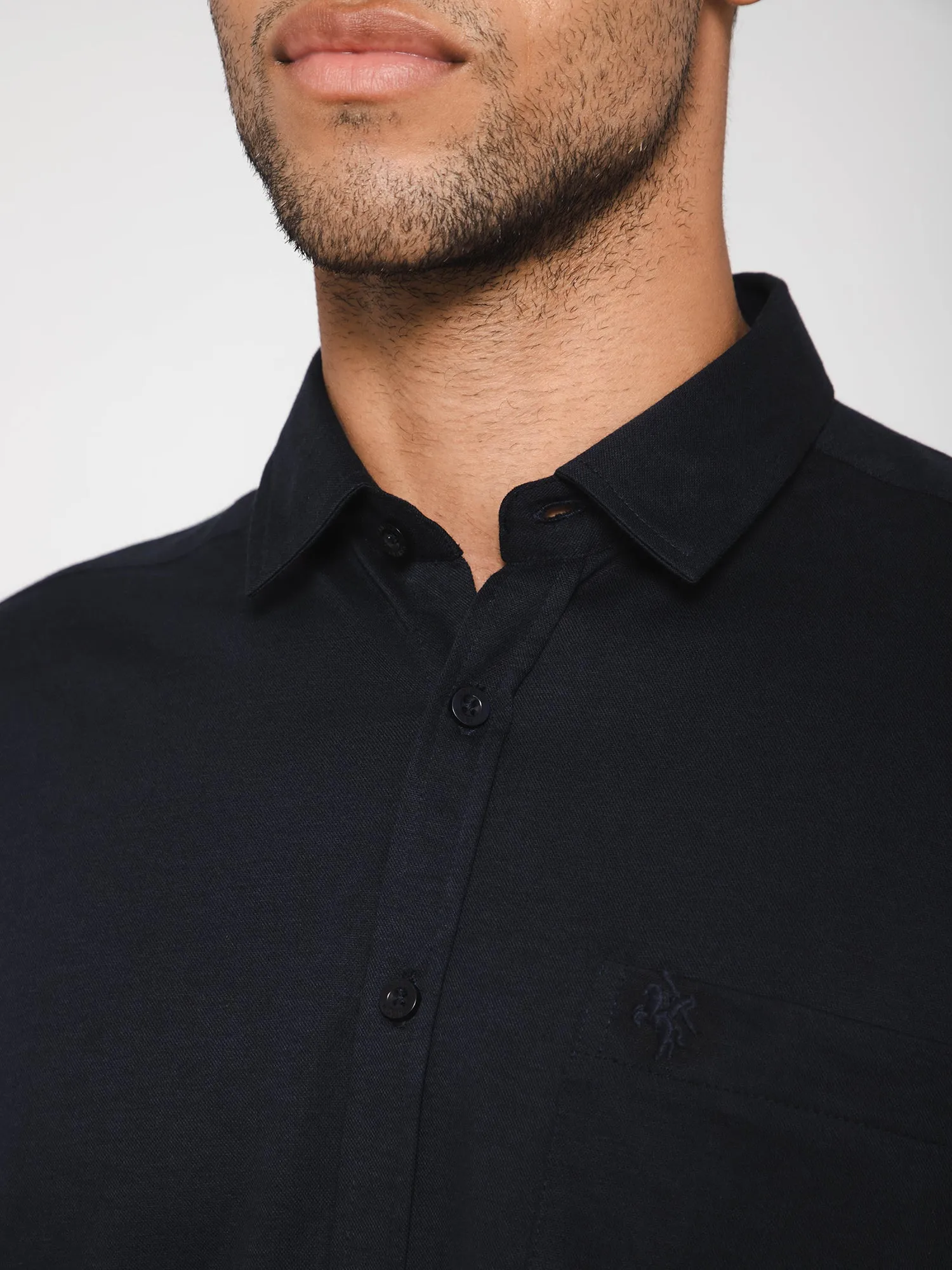 Men's Black Casual Knit Jersey Full Sleeve Shirt