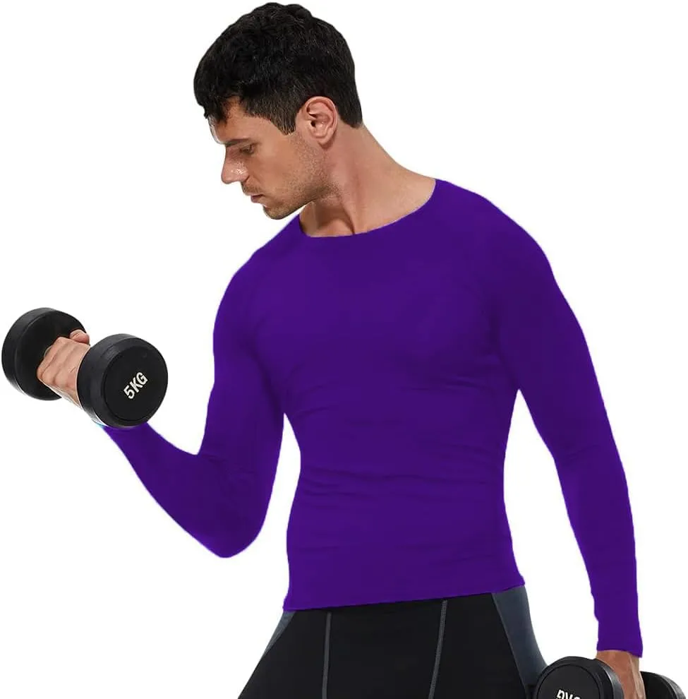 Men's Compression Shirts Long Sleeve Athletic T Shirt Workout Cool Dry Running Tops Gym Undershirts Baselayers 1/2 Pack