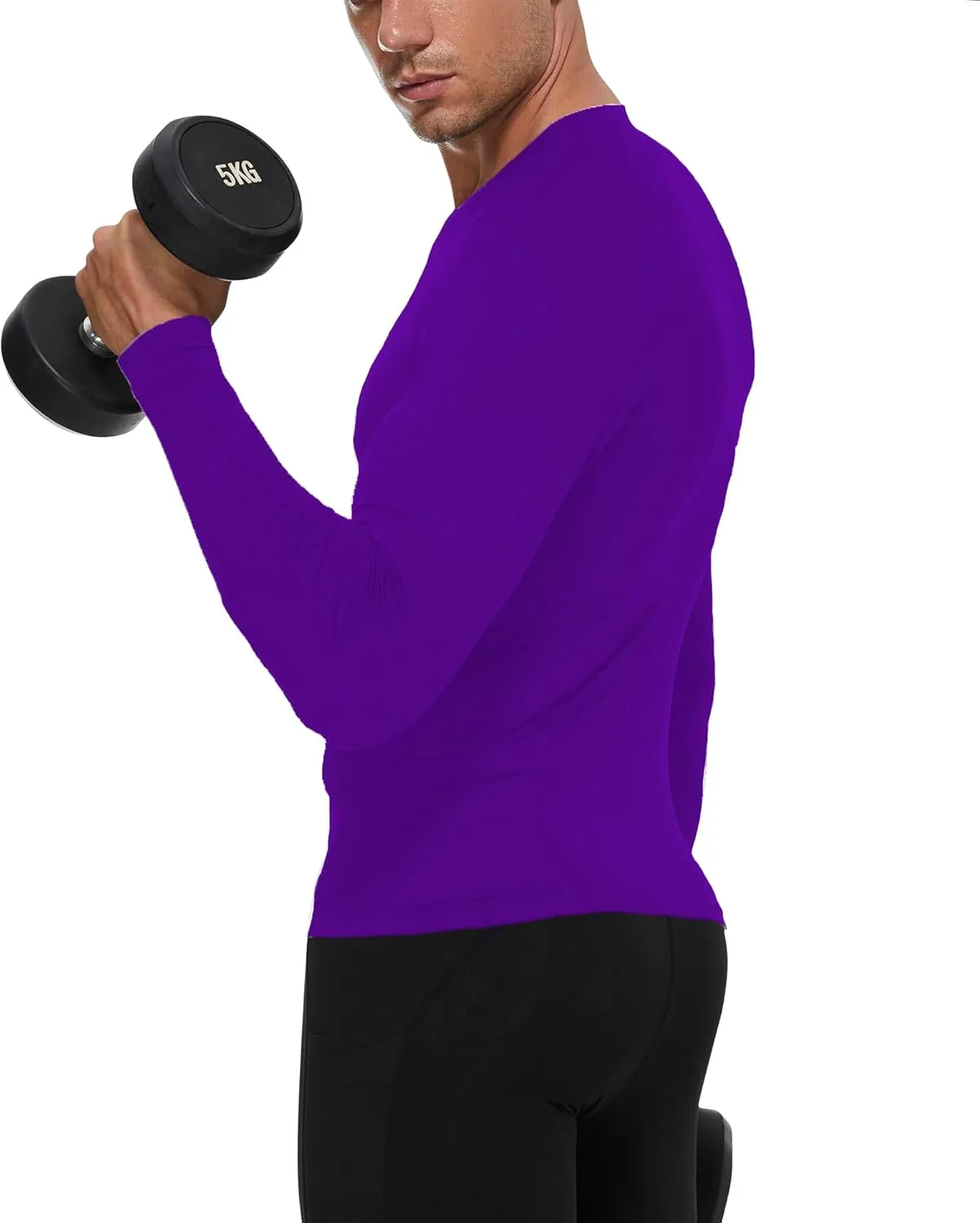 Men's Compression Shirts Long Sleeve Athletic T Shirt Workout Cool Dry Running Tops Gym Undershirts Baselayers 1/2 Pack