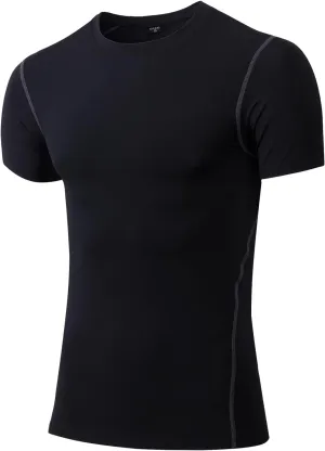 Mens Compression Shirts Short Sleeve Athletic Compression Tops Dry Fit Running T-Shirt Sports Base Layer Undershirts