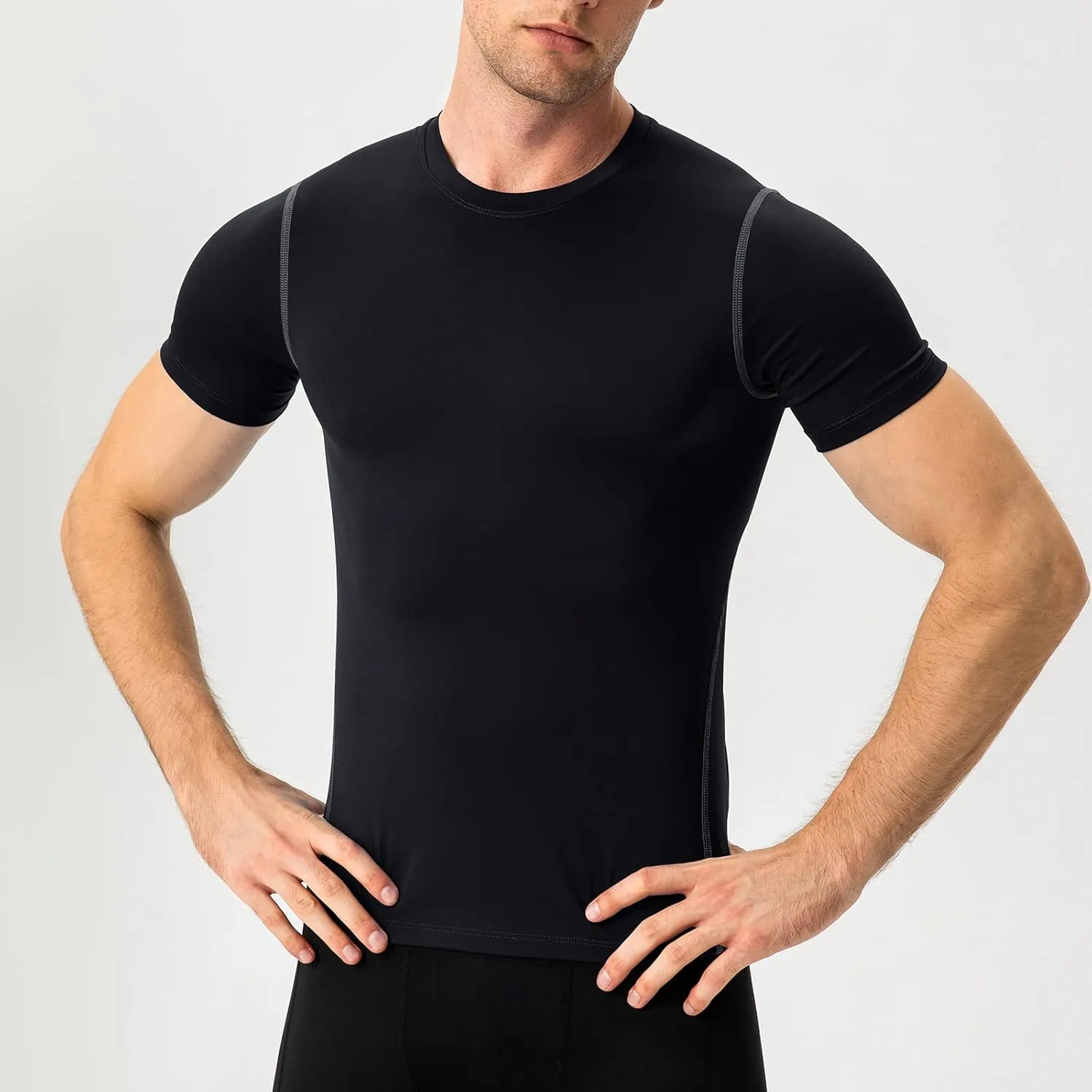 Mens Compression Shirts Short Sleeve Athletic Compression Tops Dry Fit Running T-Shirt Sports Base Layer Undershirts