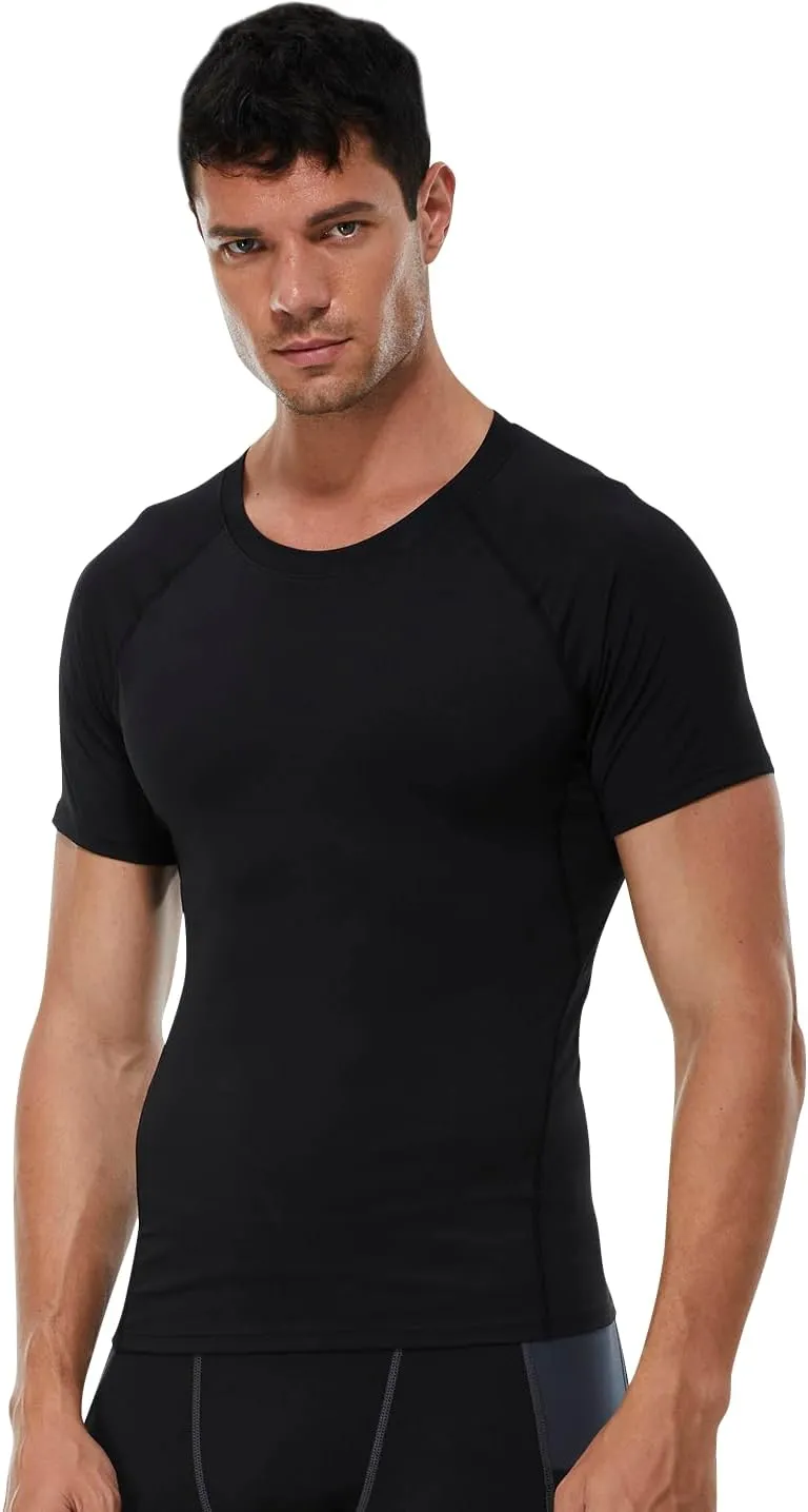 Mens Compression Shirts Short Sleeve Workout Shirt, Quick Dry Sports Tops Baselayer Athletic Undershirts for Men