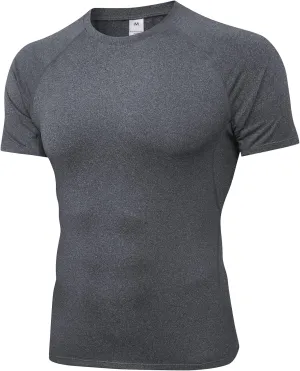 Mens Compression Shirts Short Sleeve Workout Shirt, Quick Dry Sports Tops Baselayer Athletic Undershirts for Men