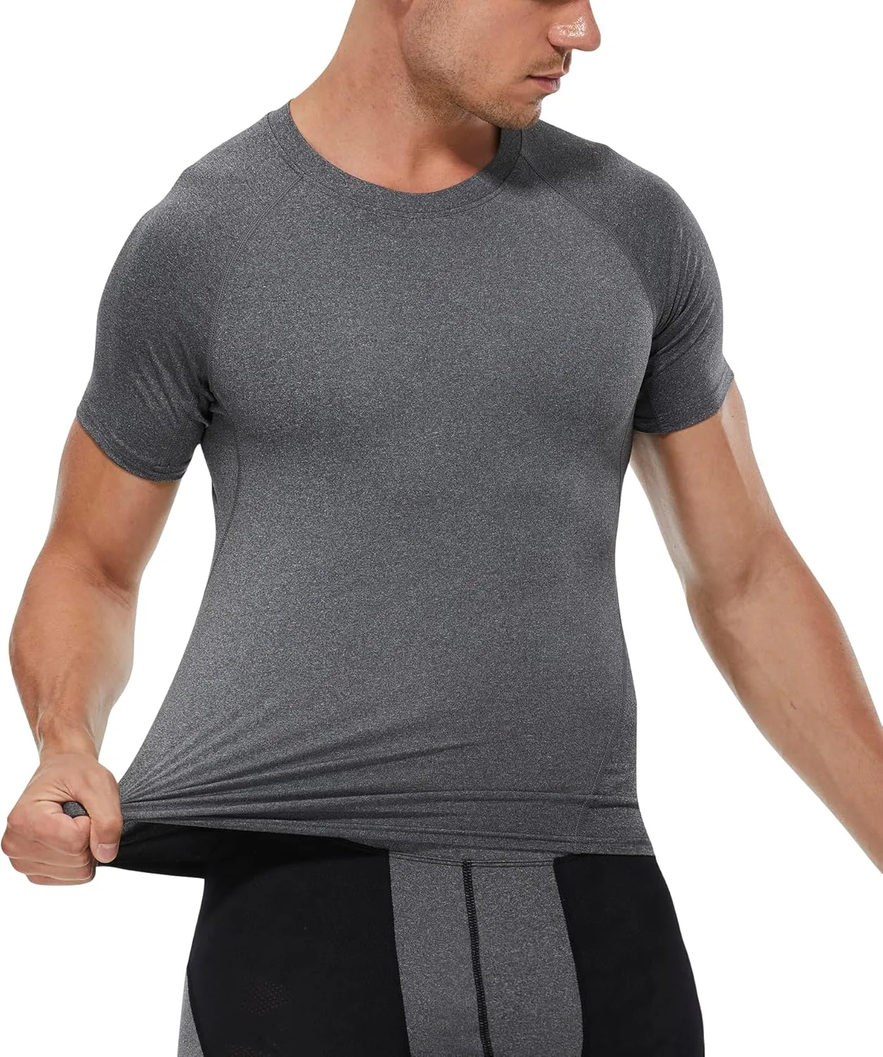 Mens Compression Shirts Short Sleeve Workout Shirt, Quick Dry Sports Tops Baselayer Athletic Undershirts for Men