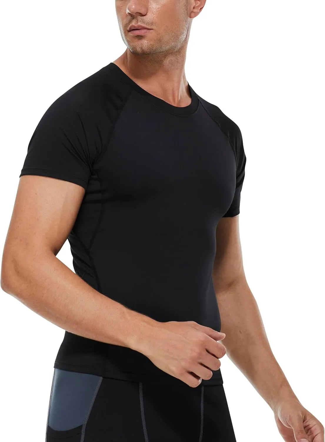 Mens Compression Shirts Short Sleeve Workout Shirt, Quick Dry Sports Tops Baselayer Athletic Undershirts for Men