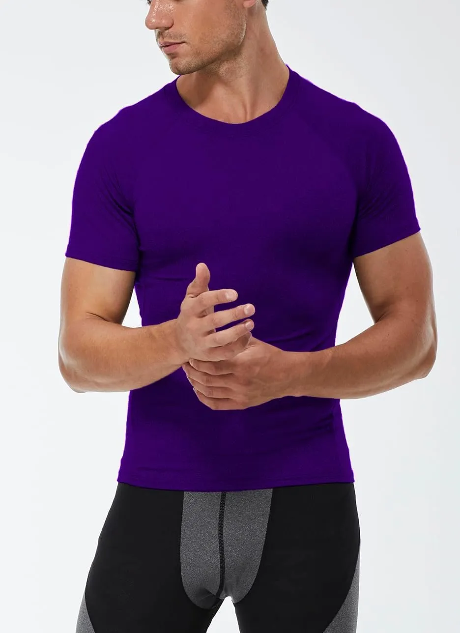 Mens Compression Shirts Short Sleeve Workout Shirt, Quick Dry Sports Tops Baselayer Athletic Undershirts for Men