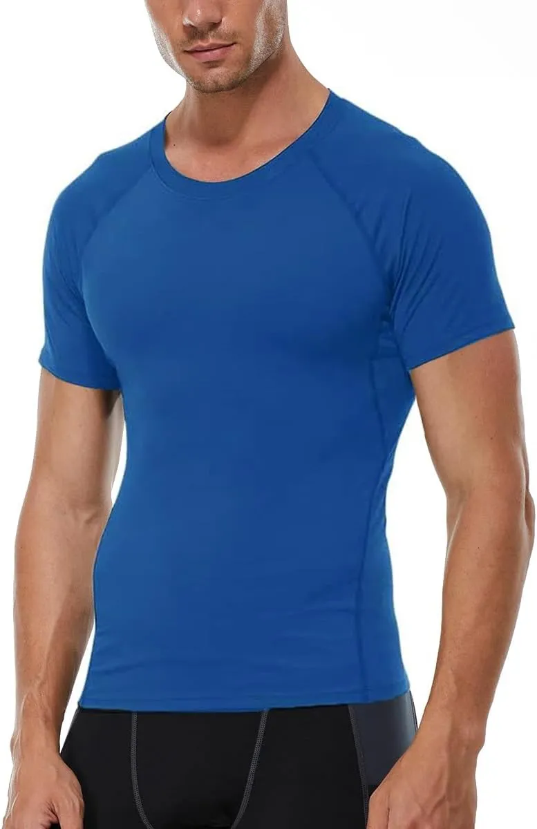 Mens Compression Shirts Short Sleeve Workout Shirt, Quick Dry Sports Tops Baselayer Athletic Undershirts for Men