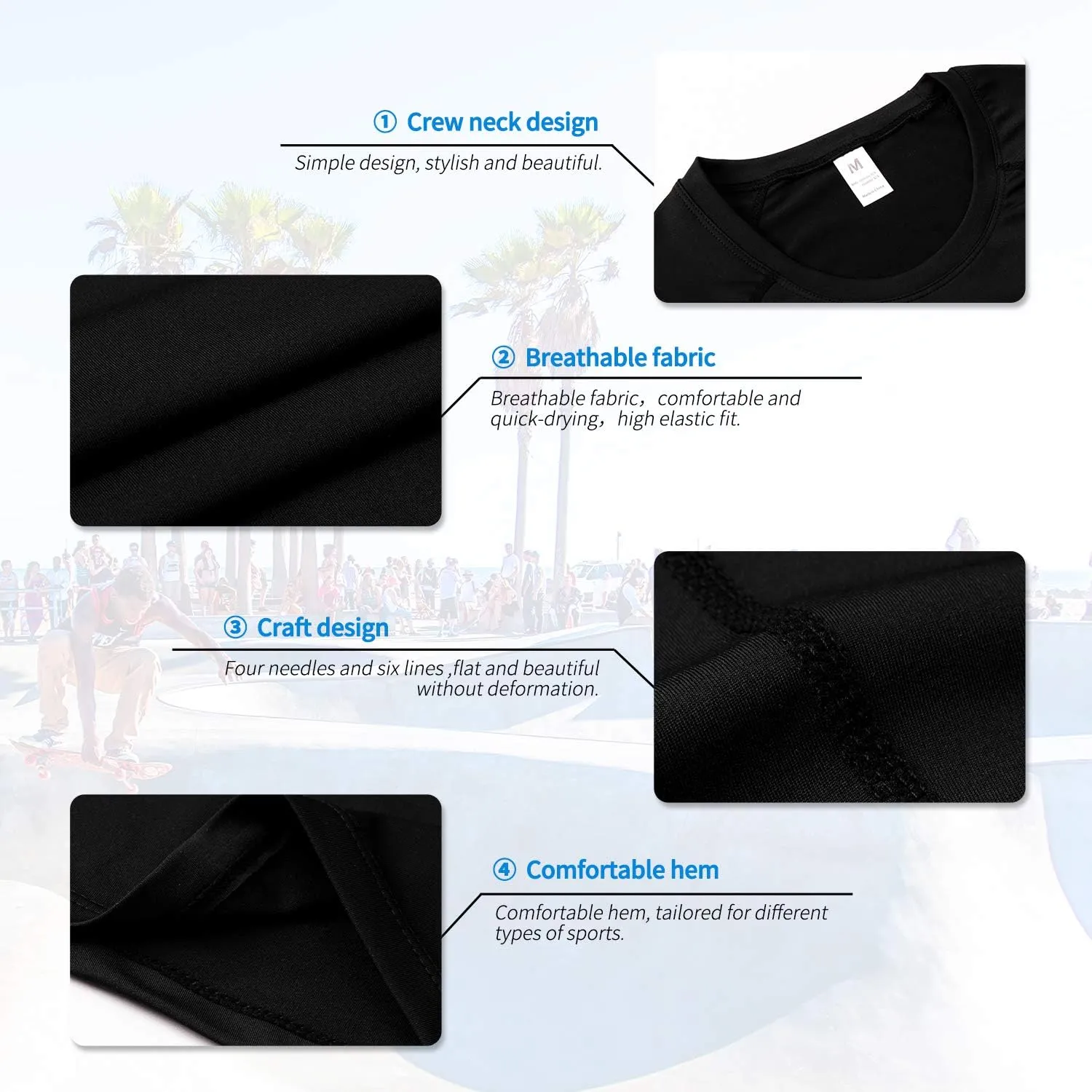 Mens Compression Shirts Short Sleeve Workout Shirt, Quick Dry Sports Tops Baselayer Athletic Undershirts for Men