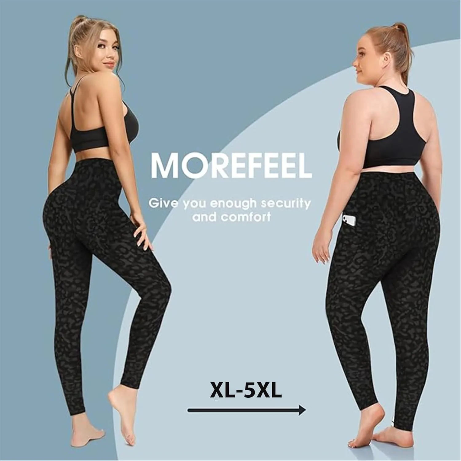 MOREFEEL Plus Size Leggings for Women with Pockets-Stretchy XL-5XL Yoga Pants Tummy Control High Waist Workout Leggings