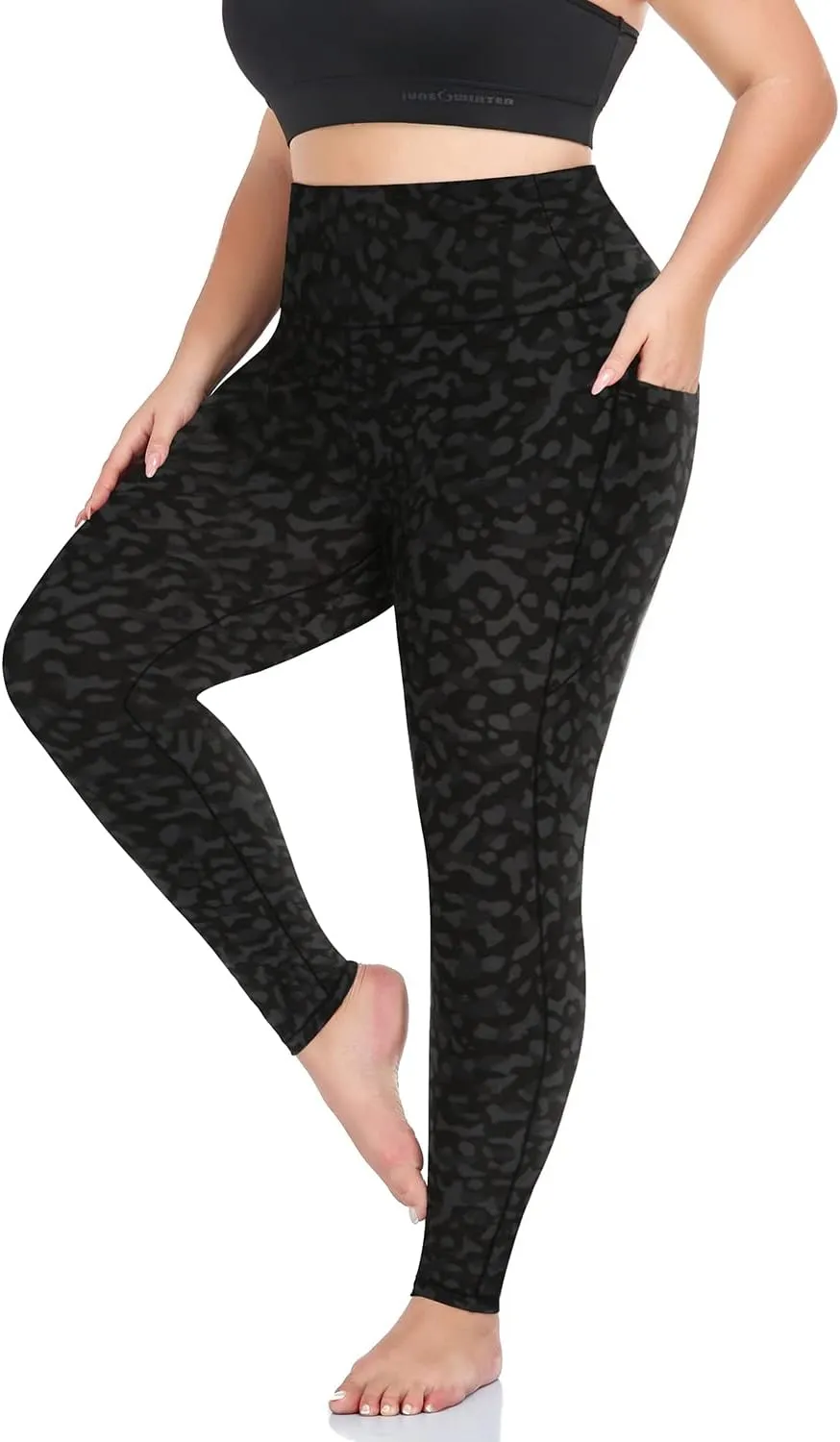 MOREFEEL Plus Size Leggings for Women with Pockets-Stretchy XL-5XL Yoga Pants Tummy Control High Waist Workout Leggings