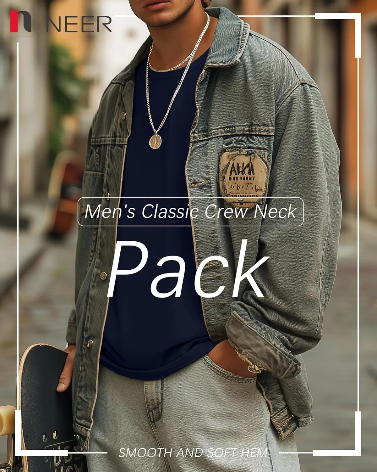 Neer 3 Pack Men's Round Neck T Shirts 95% Cotton M-7xl Big Tall Regular Tees Soft Short Sleeve 2025 Summer Basic Tops